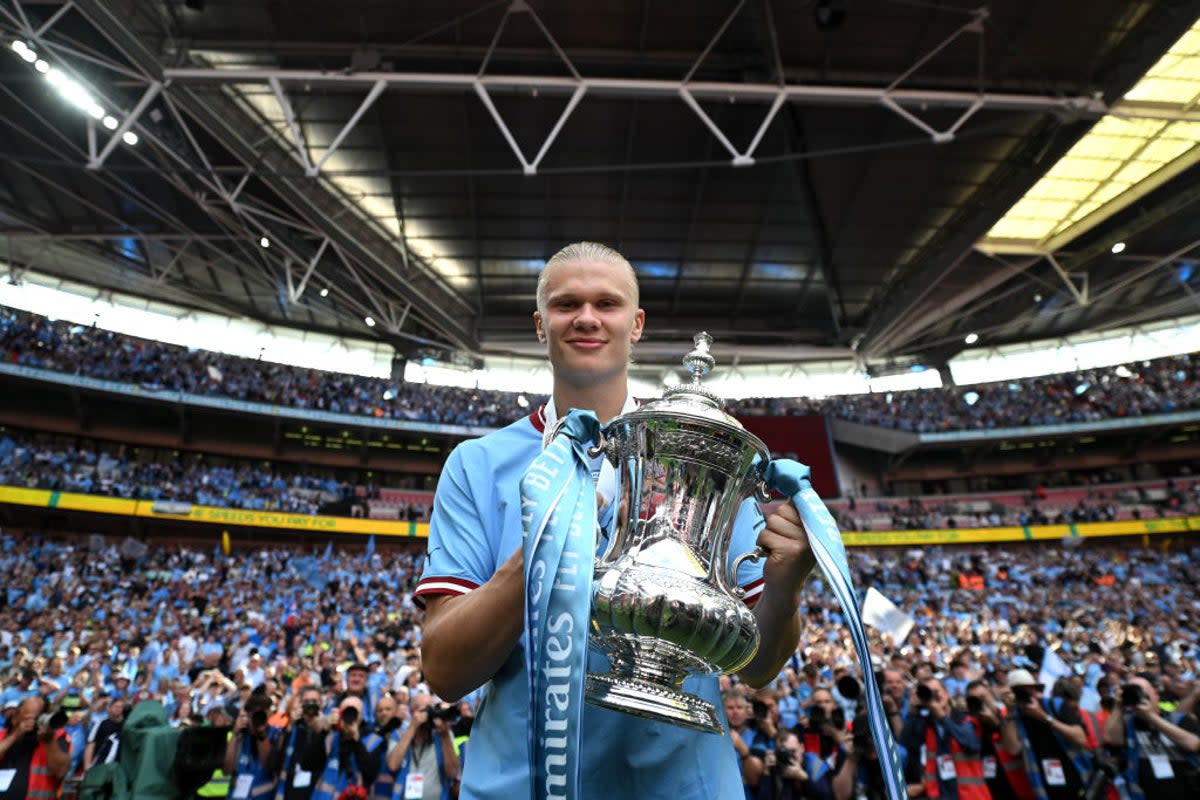 Haaland memenangi anugerah itu selepas musim memenangi tiga kali ganda bersama Manchester City (FA melalui Getty Images)