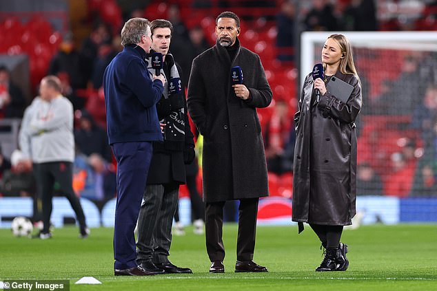 Steve McManaman, Gareth Bale dan Laura Woods (dari kiri) menyertai Ferdinand di TNT Sports