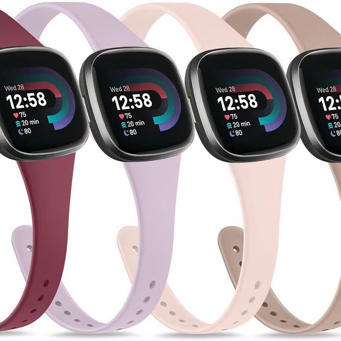 Tobfit Thin Sports Bands untuk Fitbit Versa 4, Berbilang Warna pada Latar Belakang Putih