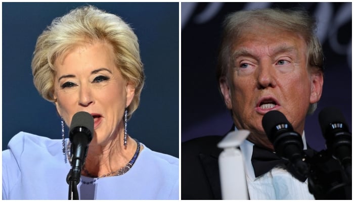 Gabungan imej menunjukkan bekas Ketua Pegawai Eksekutif World Wrestling Entertainment (WWE) Linda McMahon (kiri) dan Presiden AS Donald Trump. — AFP/Reuters/Fail