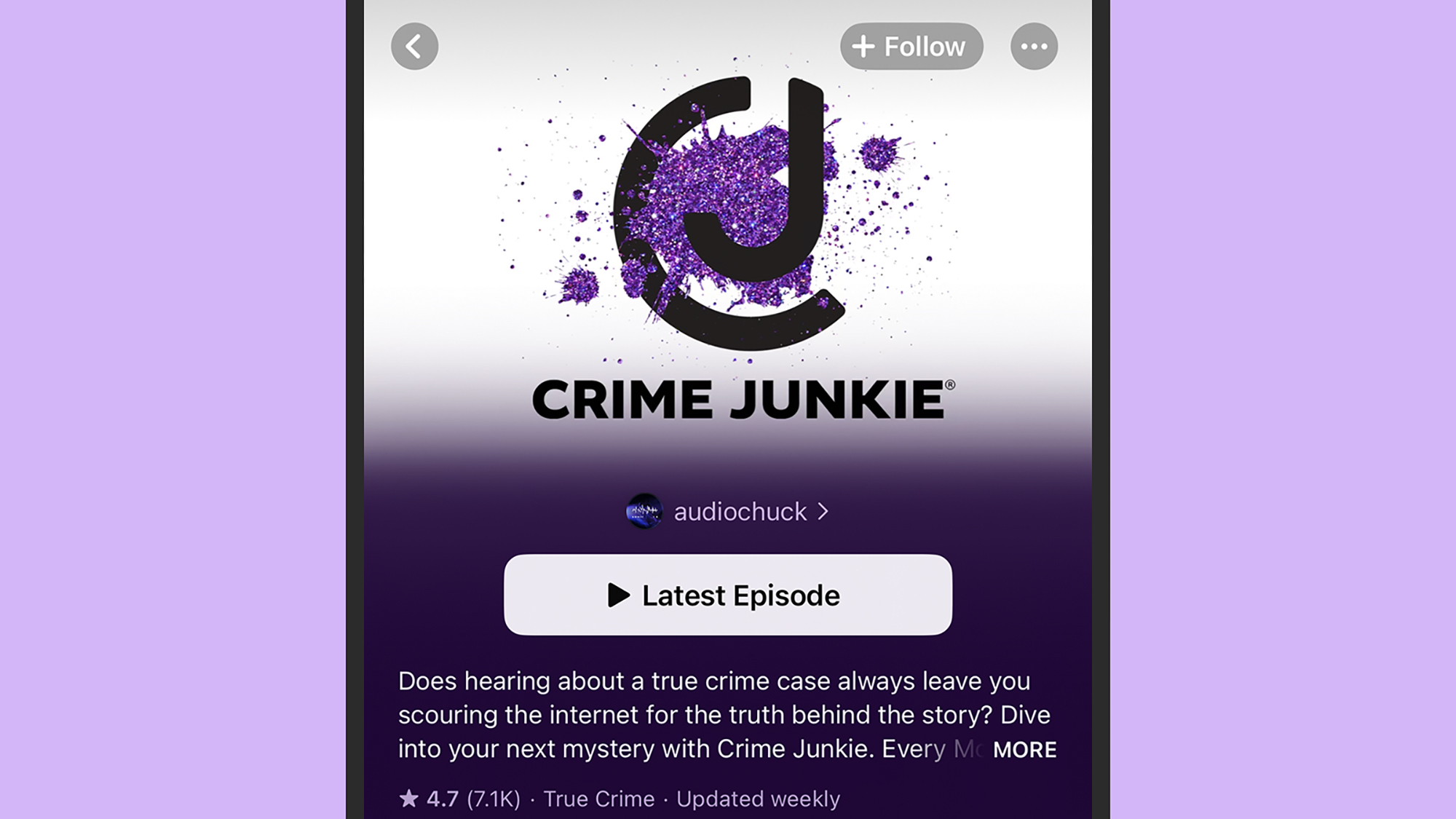 Karya seni podcast Crime Junkie